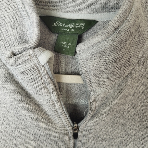 Eddie‎ Bauer Heather Grey 1/4 Zip Pull Over Sweatshirt Men's Size XL - Picture 2 of 5